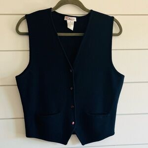 Talbots Classic Navy Blue Merino Wool Vest